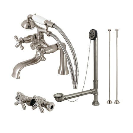 Kingston Brass CCK228SN Deck Mount Clawfoot Tub Faucet Package with Supply Line, Brushed Nickel CCK228SN